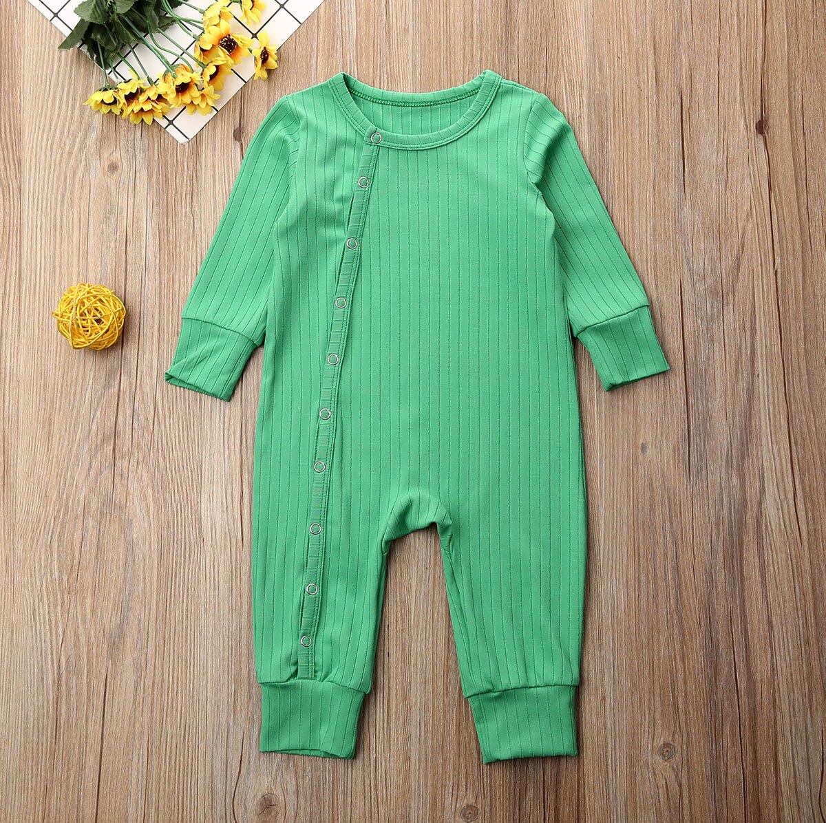 Baby Spring Autumn Clothing Newborn Kid Baby Girl Boy Clothes Long Sleeve Romper Jumpsuit Ribbed Solid Outfit Playsuits
