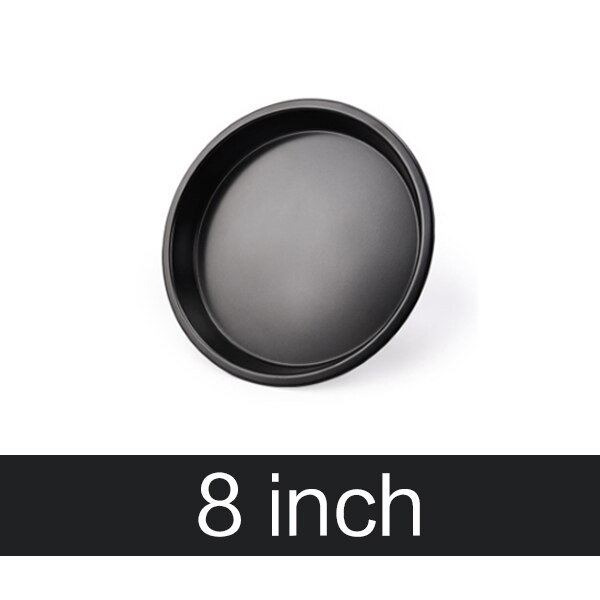 1Pcs Dikke 6/7/8/9/12/13-Inch Carbon Staal Non-stick Pizza schotel Ronde Pizza Plaat Diy Thuis Bakken Lade Bakvorm Oven: 8 inch