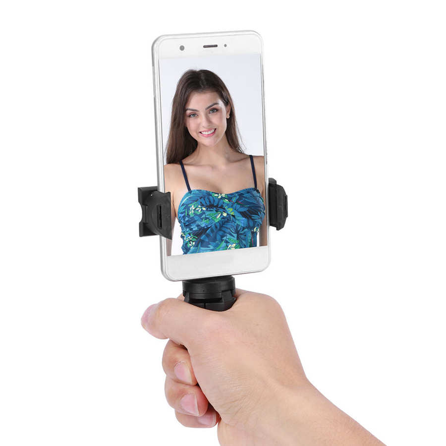 Mini Portable Folding Tripod Handheld Stabilizer with Horizontal Vertical Shooting Phone Clip Cold Shoe Mount for Live Vlogging