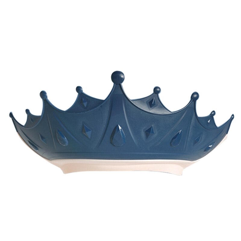 Gorro de ducha con forma de corona para recién nacido, gorro de lavado de pelo ajustable, protección para los oídos, protector de champú seguro para niños, gorro de baño: Blue Shower Cap
