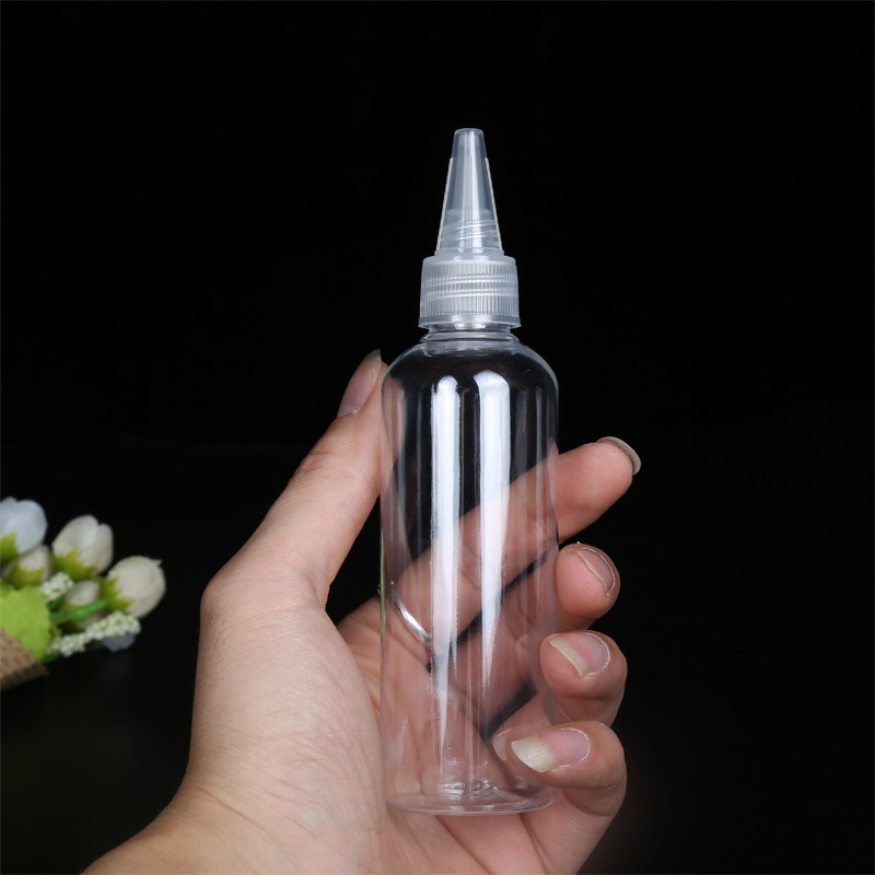 100ml Transparent Sharp-mouth Bottle Plastic Bottle Color Empty Paste Container Dye Bottle, Squeezable And Sub-bottled TXTB1