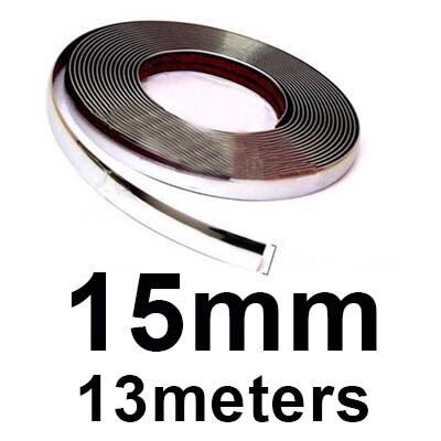 13M Car Chrome Body Strip Bumper Auto Door Window Protective Moulding Styling Flexible Trim Sticker 6MM 8MM 12MM 15MM 20MM 30MM: 15mm