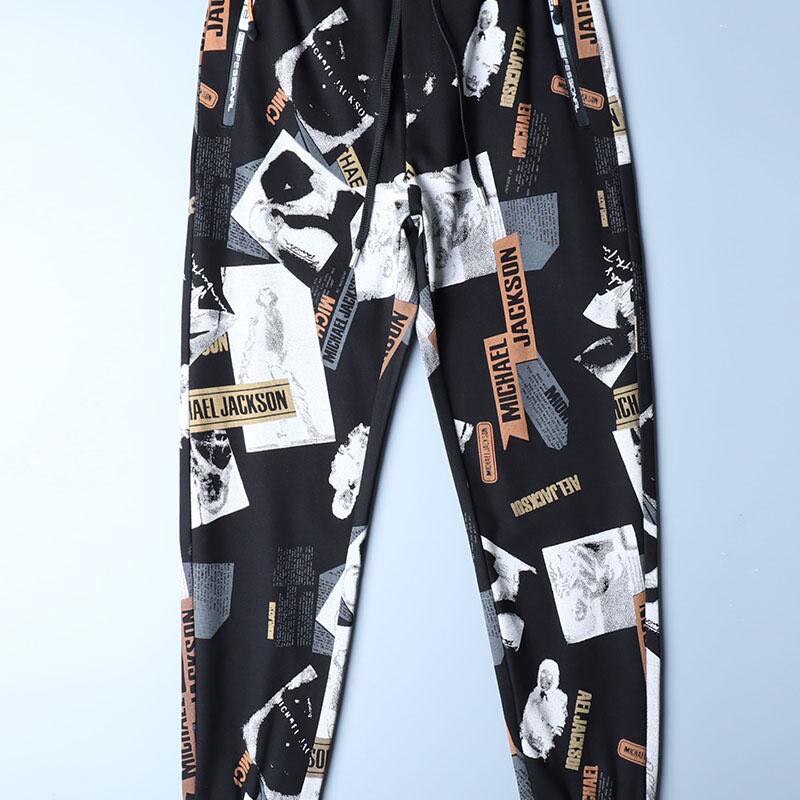 Pantalones deportivos de gama alta para hombre, pantalón informal con estampado de pies, sección gruesa, temporada otoño e invierno, novedad