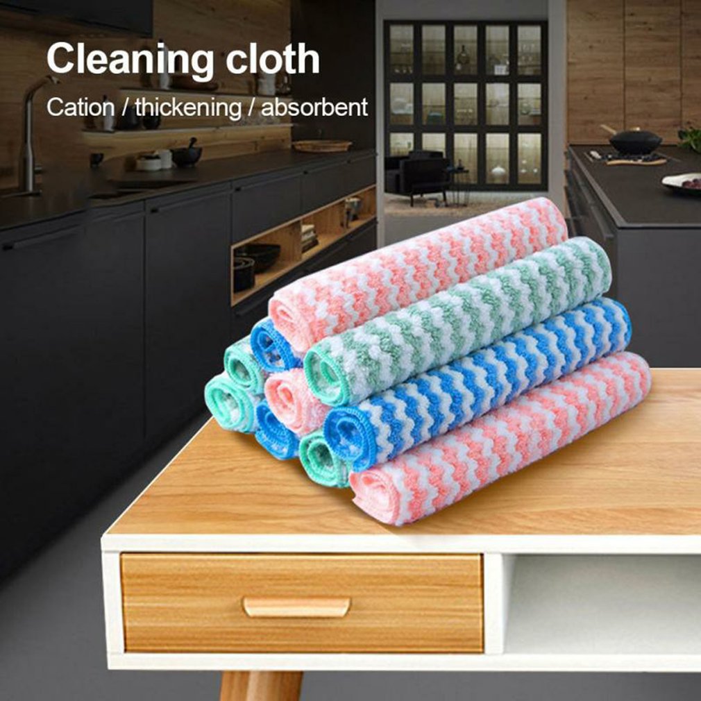 2 Stuks Keuken Anti-Vet Verdikking Poetslappen Huishoudelijke Absorberende Microfiber Zachte Reiniging Doek Tafel Vaatdoeken
