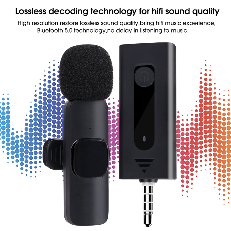 Wireless 3.5mm Lavalier Microphone Bluetooth 5.0 Recording Universal Mini Mic for Camera Speaker Smartphone Lapel Microphone