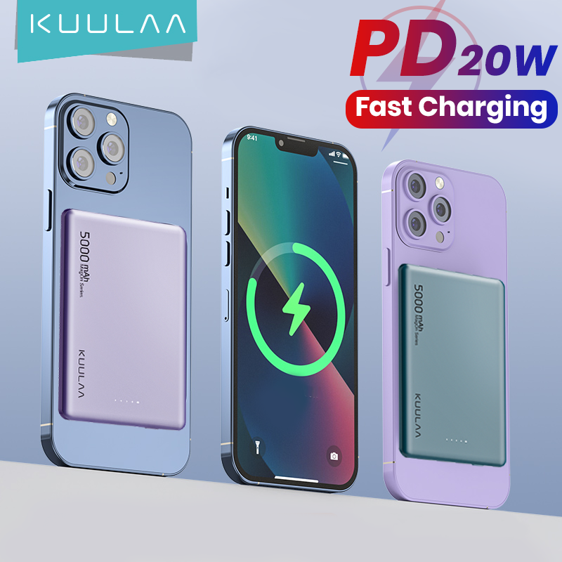 KUULAA Magsafe Power Bank 5000 mAh 20 W Draadloze Telefoon Oplader Externe Batterij Snel Opladen Voor iPhone16 15 14 Serie PowerBank