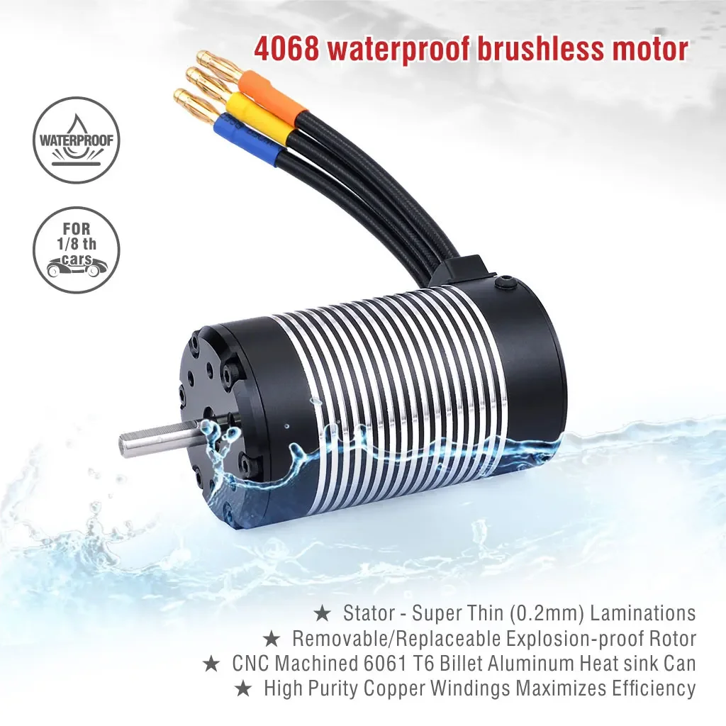 ROCKET-RC F540 2845 3650 3660 3665 3670 3674 4068 Waterproof Brushless Motor for 1/10 1/12 RC Car Model WLtoys 12428 10428 WPL