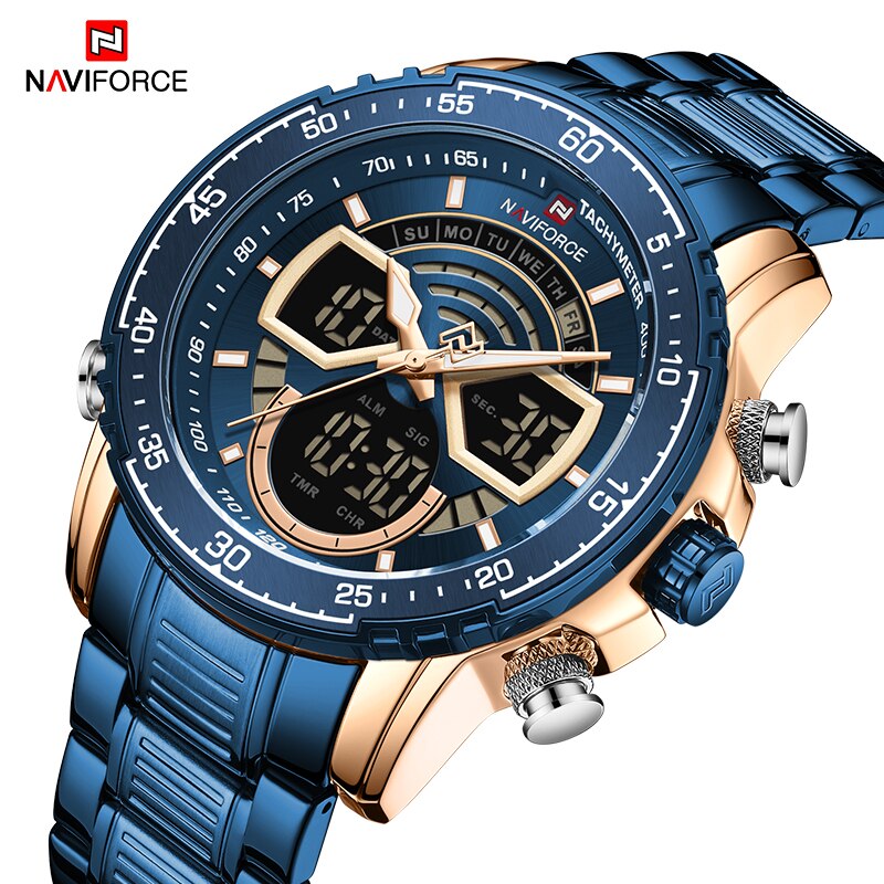 Mannen Horloges Naviforce Luxe Roestvrij-Staal Rosegoud Quartz Horloge Mannen Waterdichte Sport Horloges Relogio Masculino