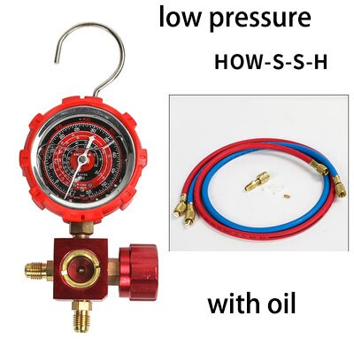 Air conditioning refrigerant filling tube cold medium Freon R22 R134A R410 Refrigerant charging hose Pressure Gauge: 4