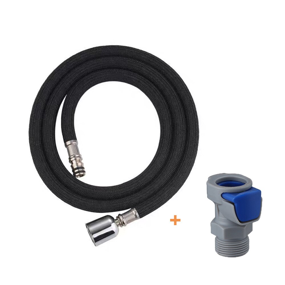Universal G1/2 360° Flexible Kitchen Faucet Pull Out Hose M10/M15 Nylon Braided Hose150cm Black Plumbing Spinning Tube: Default Title
