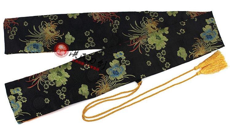 Soft And Delicate Silk Sword Bag Fitting For Japanese Samurai Sword Katana Black Chrysanthemum Nice