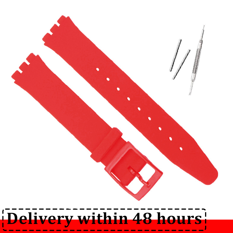 Silikonarmband für Swatch-Uhrenarmband, 16 mm, 17 mm, 19 mm, 20 mm, wasserdicht, weiches Gummi-Uhrenarmband, Handgelenk-Armbinde, Gürtel: Blau Rosa / 16mm