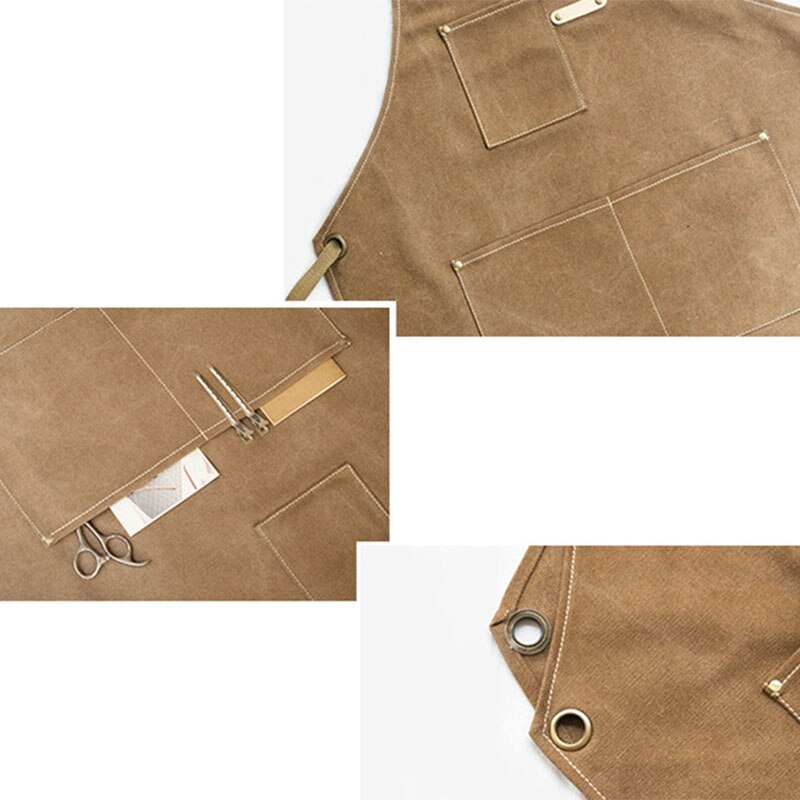 Barber Canvas Cook Apron Barista Bartender Chef Hairdressing Apron Catering Uniform Work Wear Anti-Dirty Overalls