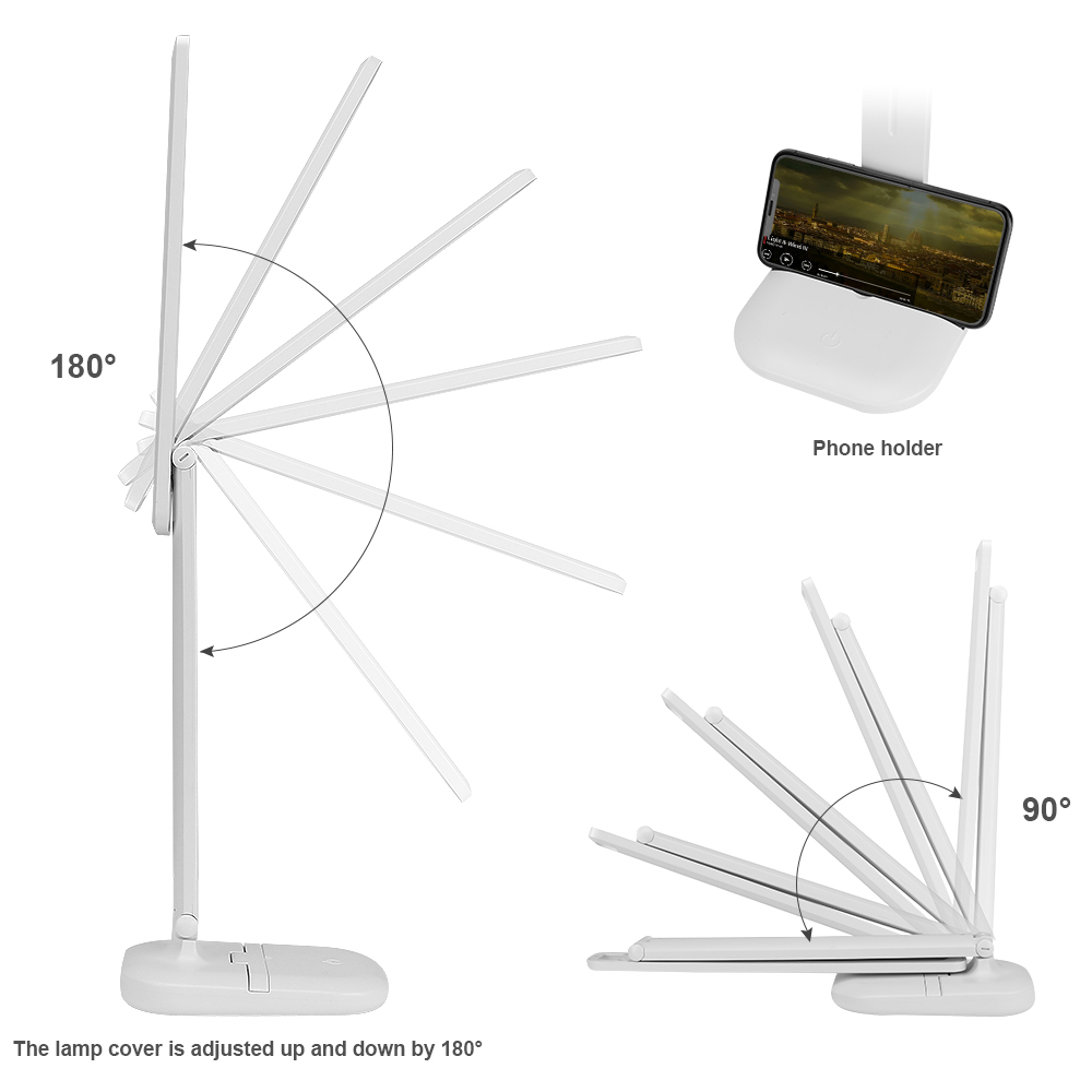 Led Bureaulamp Mobiele Telefoon Houder Dimbare DC5V Usb Opladen/Oplaadbare 3 Modes Folding Tafellamp Voor Kinderen Lezen licht