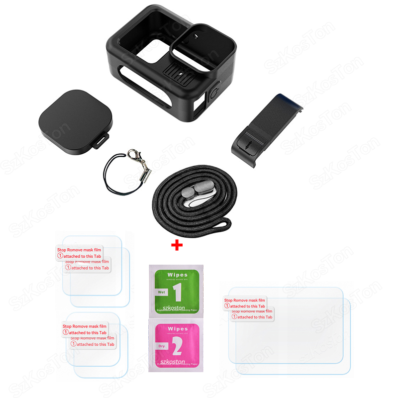 Protective Silicone Case for GoPro Hero 13 Black Tempered Glass Screen Protector Film Lens Cap Cover For Go Pro Accessory: yellow color