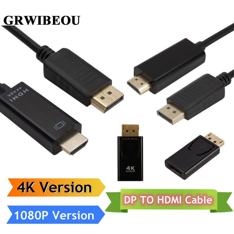 4K Displayport Naar Hdmi-Compatibel Adapter Converter Display Port Male Dp Naar Vrouwelijke Hdtv Kabel Adapter Video Audio voor Pc Tv 1.8M