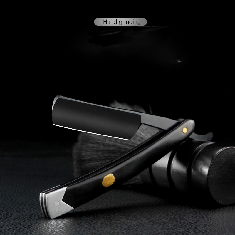 Cut Throat Straight Razor Wood Barber Razor Premium Single Blade Straight Edge Razor Beard Shaving Razor: black