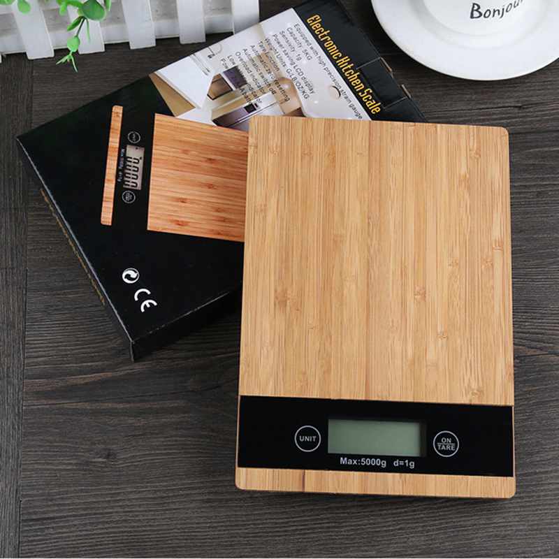 5000g/1g 5kg houten bamboe hd lcd-scherm digitale weegschaal multifunctionele hd lcd-scherm elektronische weegschaal automatische uitschakeling