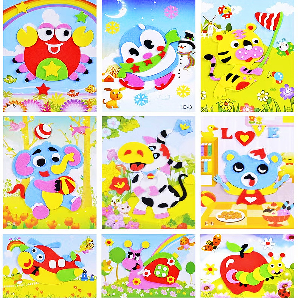 10 Stuks 20 Patronen Eva Foam Diy Stickers Dier Puzzel Spel Kinderen Verjaardagsfeestje Gunsten Kerstcadeaus Kleuterschool Prijzen: Default Title