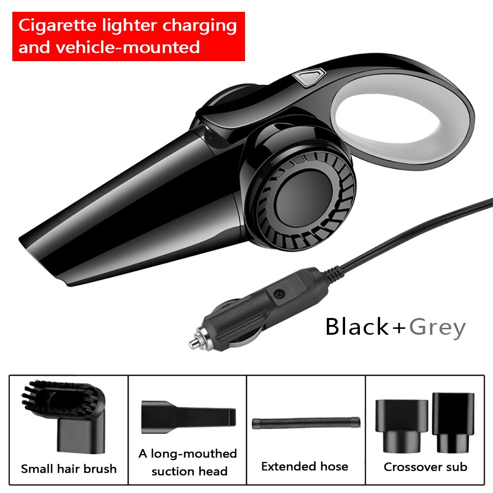 Portable Car-Vacuum-Cleaner 4500Pa Powerful-Suction for Car/Home Dust Cleanning Wet/Dry Dual Use: Wired Black and Grey