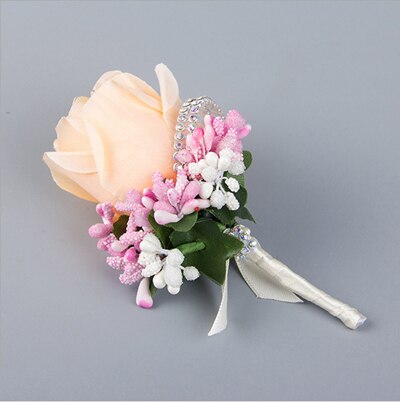 Corsage de mariage fait main avec des fleurs artificielles en soie, avec une broche pour homme, 1 pièce: Color 12