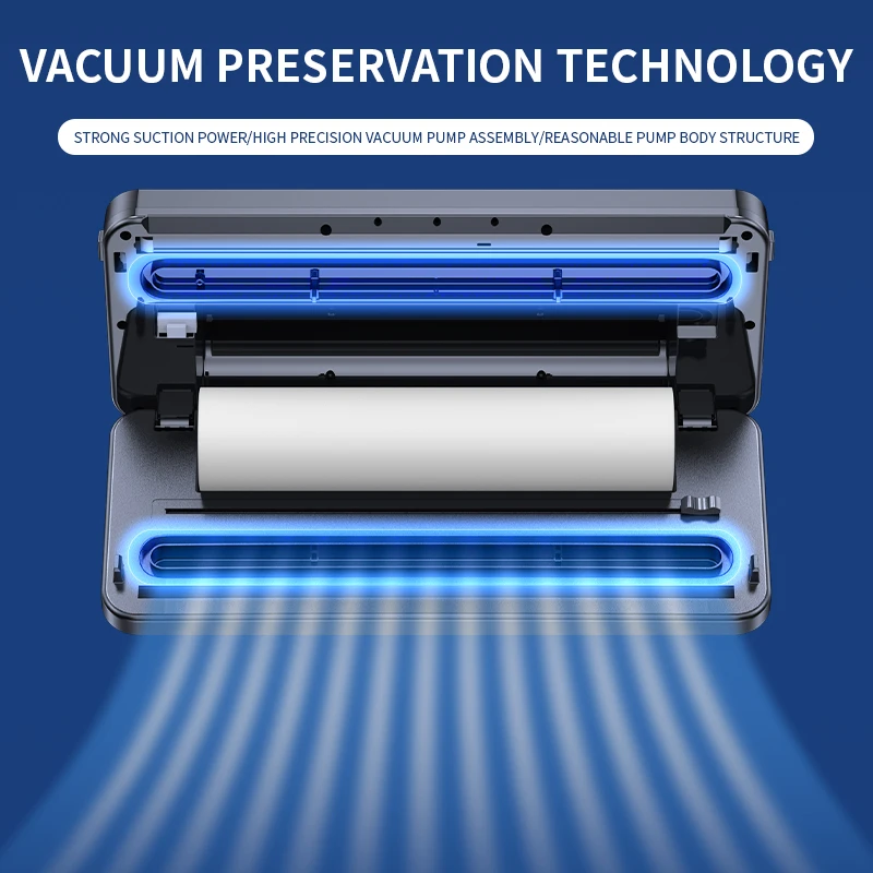Electric Food Vacuum Sealer Dry/Wet Food Packaging Seal Built in Cutter Roll Bag Kitchen Food Storage Seal Vacuum Packaging