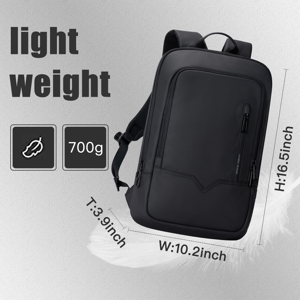 Mochila delgada HK para hombre, bolso para ordenador portátil de 15,6 pulgadas, bolso escolar impermeable con carga USB, mochila de viaje ligera, paquete de trabajo universitario