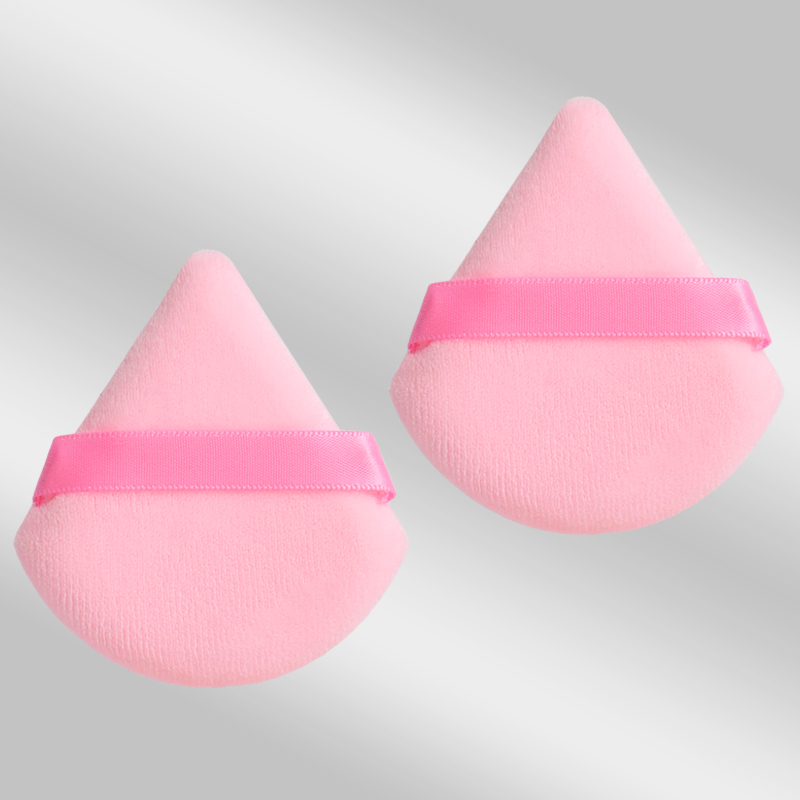 2 件 Triangle Powder Puff Face Makeup Sponge Soft Velvet Cosmetic Puff Blender Beauty Foundation Sponge Make up Accessories: PURPLE