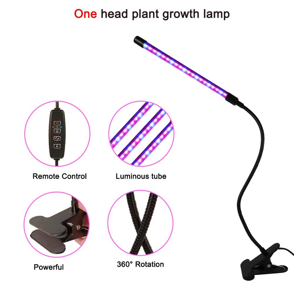 Luz LED de cultivo con USB Fito, Fito lámpara de espectro completo con Control para plantas semillas y flores, caja de tienda de cultivo Fitolamp para interiores: 1 Head