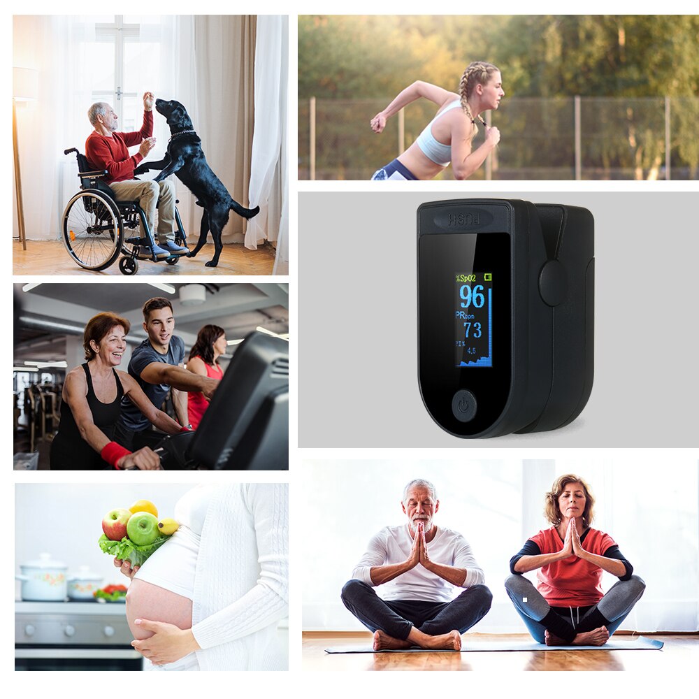 Blood Oxygen Finger Pulse Digital Fingertip Oximeter Oxygen Saturation Meter Finger Monitor Oximetro with Lanyard & Storage Bag