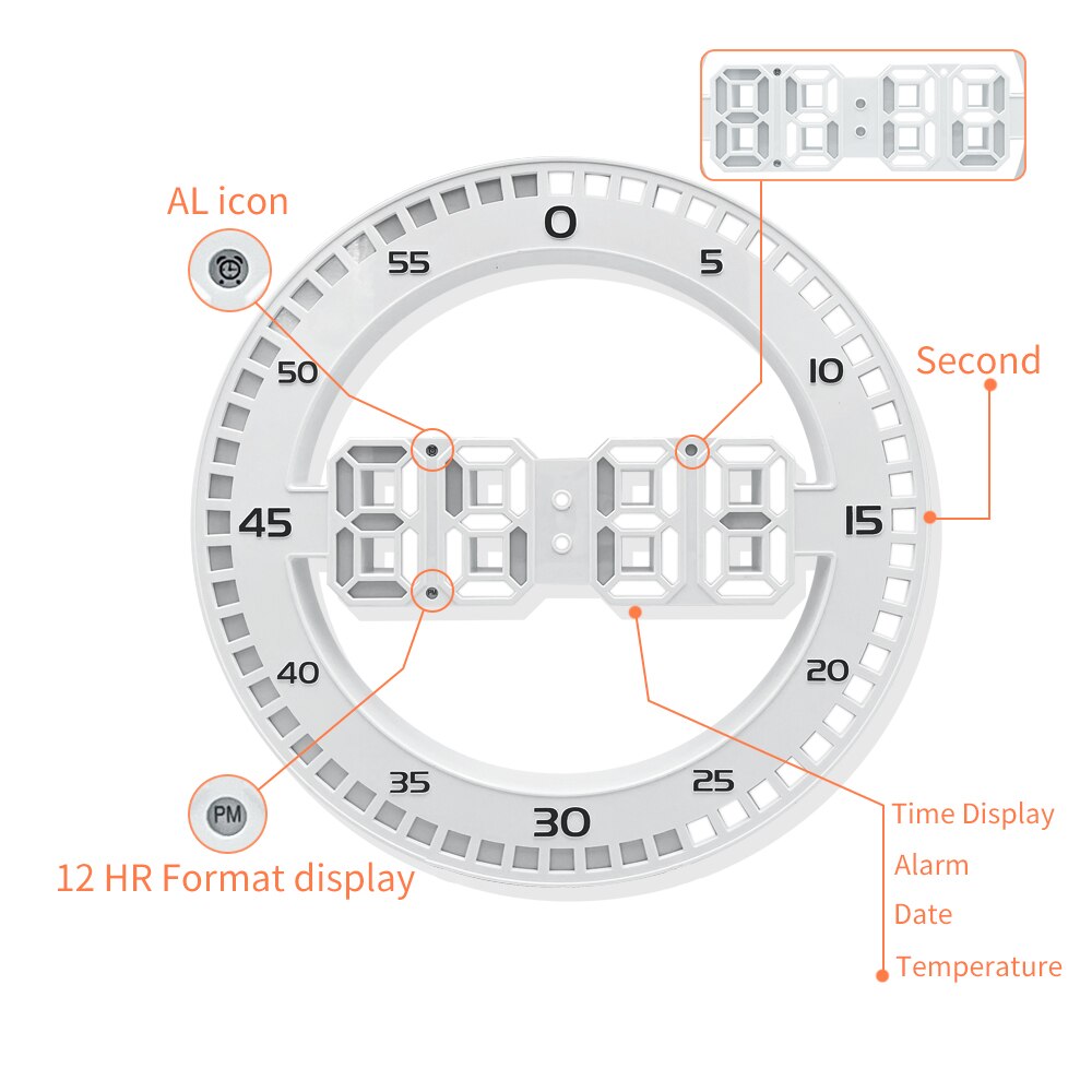 Modern Led Digital Large Wall Clock 3D Luminous Silent Electronic Creativity Jump Second Clock Home Decoration for Living Room