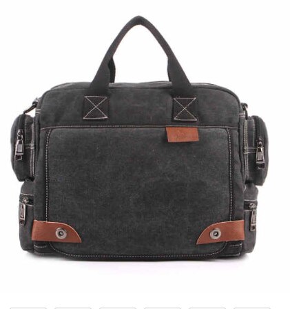 Manjiahong Mannen Canvas Messenger Bags, Mannen Casual Schouder Messenger Bags, man Casual Tote Aktetas Voor Laptop Mannelijke Handtassen: Black