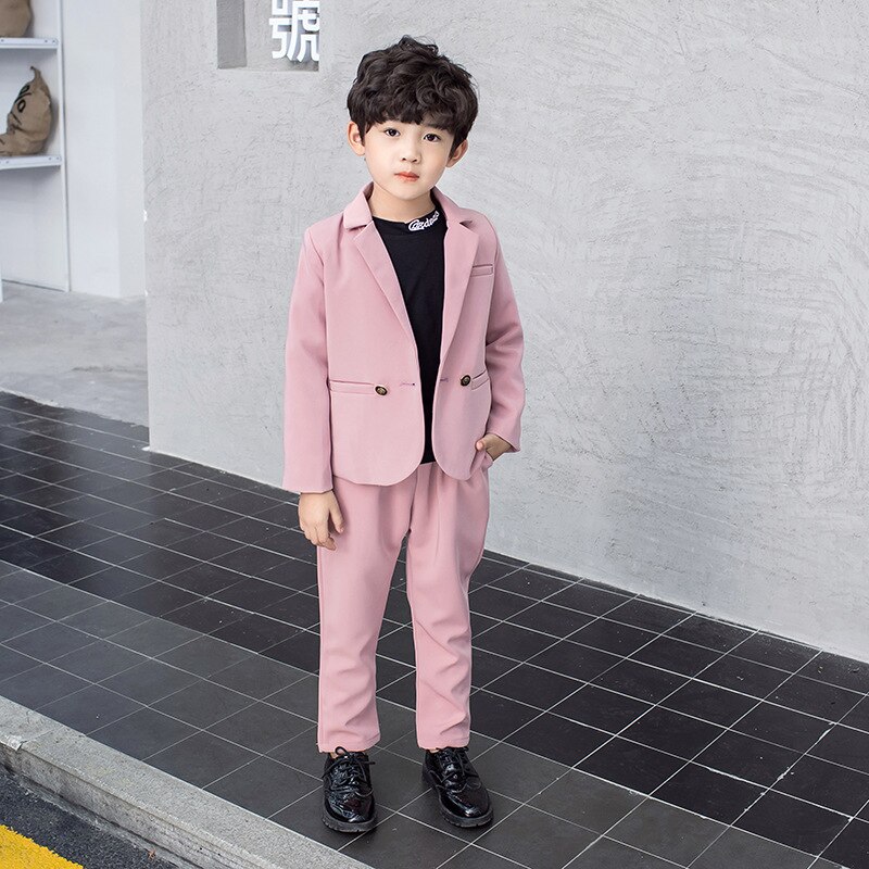 Jongens Casual Pak Set Herfst Kinderkleding Party Verjaardag Prestaties Jurk Kostuum Kinderen Blazer Broek 2 Stuks Kleding Sets: pink 2pcs / 6T