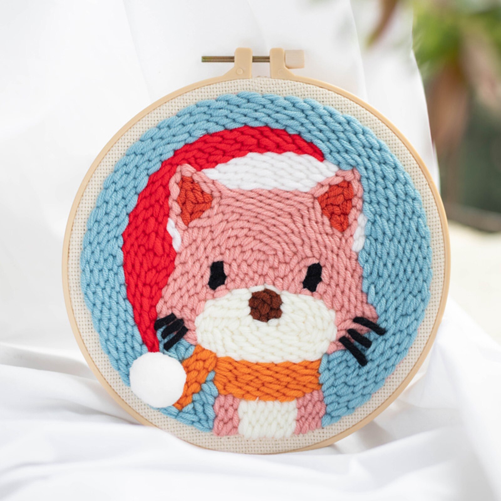 Punch Needle Embroidery Kit with Basic Tools Hand Craft Cartoon Pattern 20cm