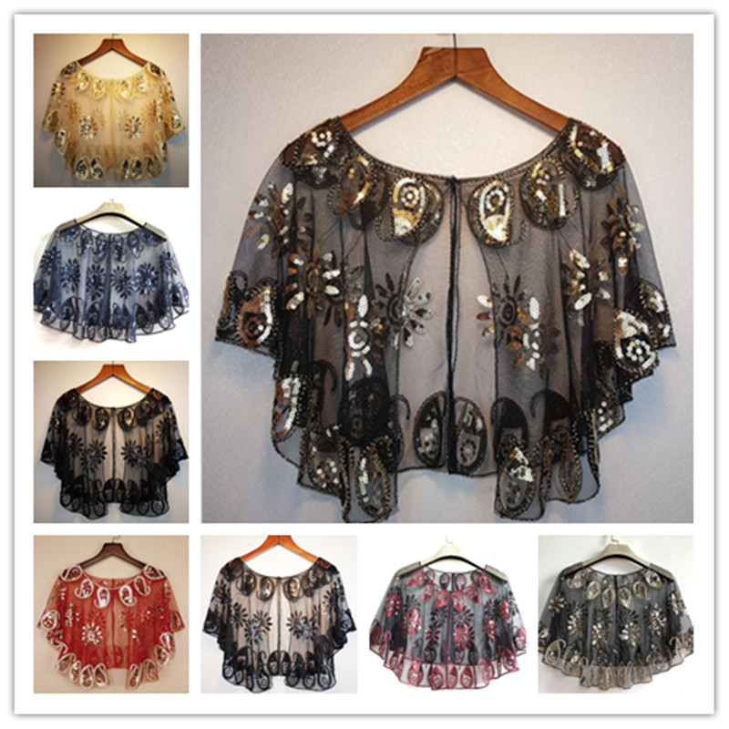 8 farver heavy nail bead kvinder sjal sommer sort guld aften cape bolero bryllup capa til paillet kjole bolero kvinder