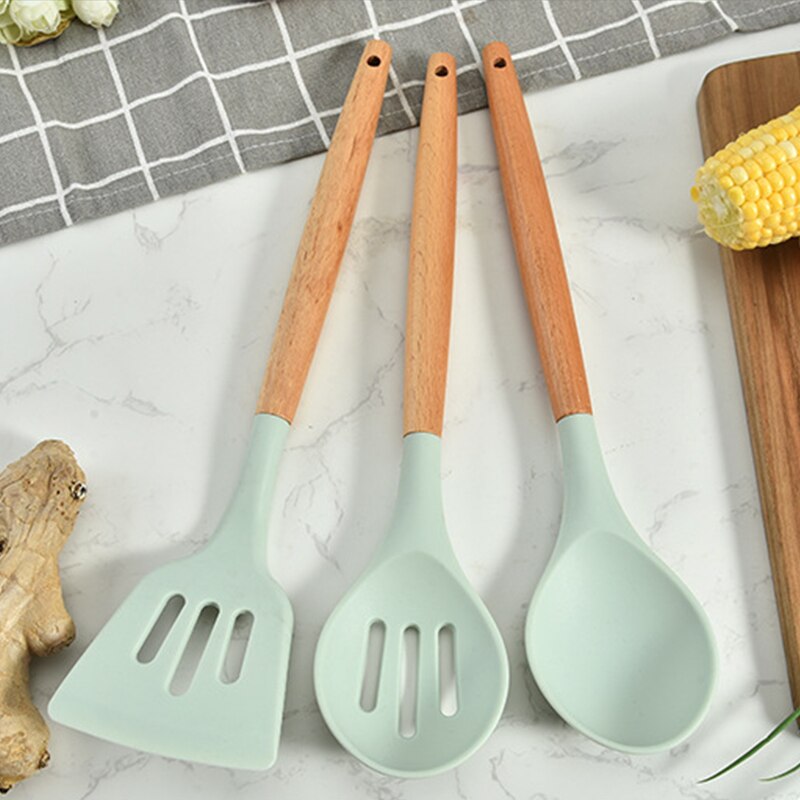 Blue Silicone Kitchen Utensils Set Heat Resistant Nonstick Baking Cooking Tools Kitchenware Accessories 2/3/4/5/6/7/8/9 Pieces