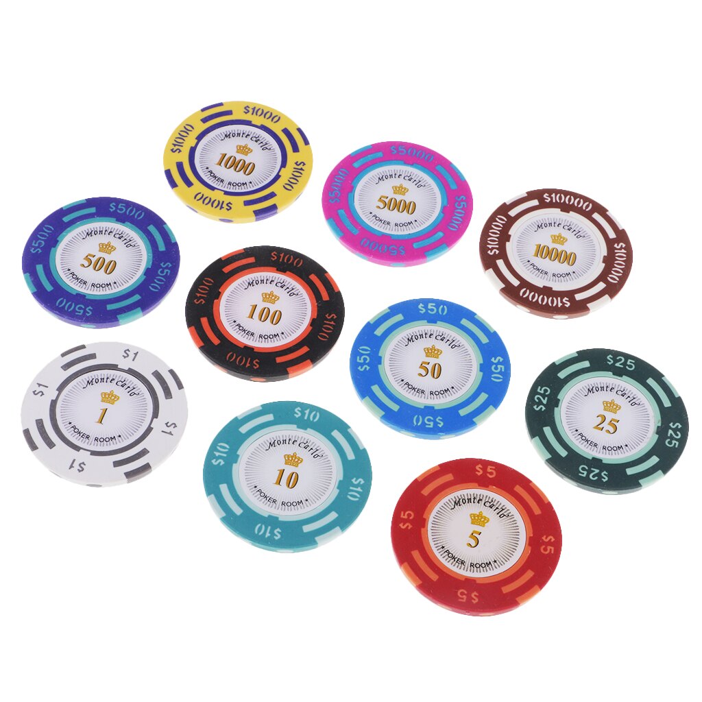 10 Pcs Poker Chips Gaming Board Game Casino Levert Texas Hold'em Spel Voor Volwassen Party Games Met Denominaties