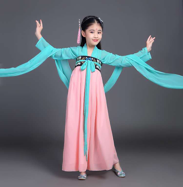 Kid Girl Chinese Costume Child Seven Fairy Hanfu Clothing Ancient Folk Dance Performance Chinese Traditional Dress for Girls