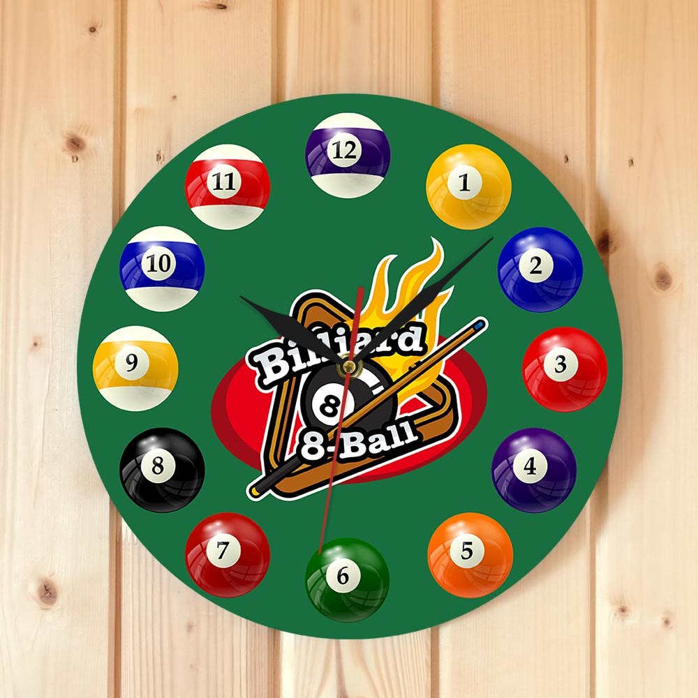 Biljardbollar färgglada väggklocka pool snooker sportklocka pool hall spelrum inredning modern väggklocka biljardspelare