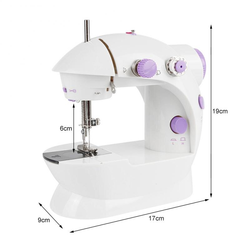 Mini Sewing Machine Foot Pedal 2-Speed Double Thread Portable Electric Household Multifunction Sewing Machin With Light Cutter