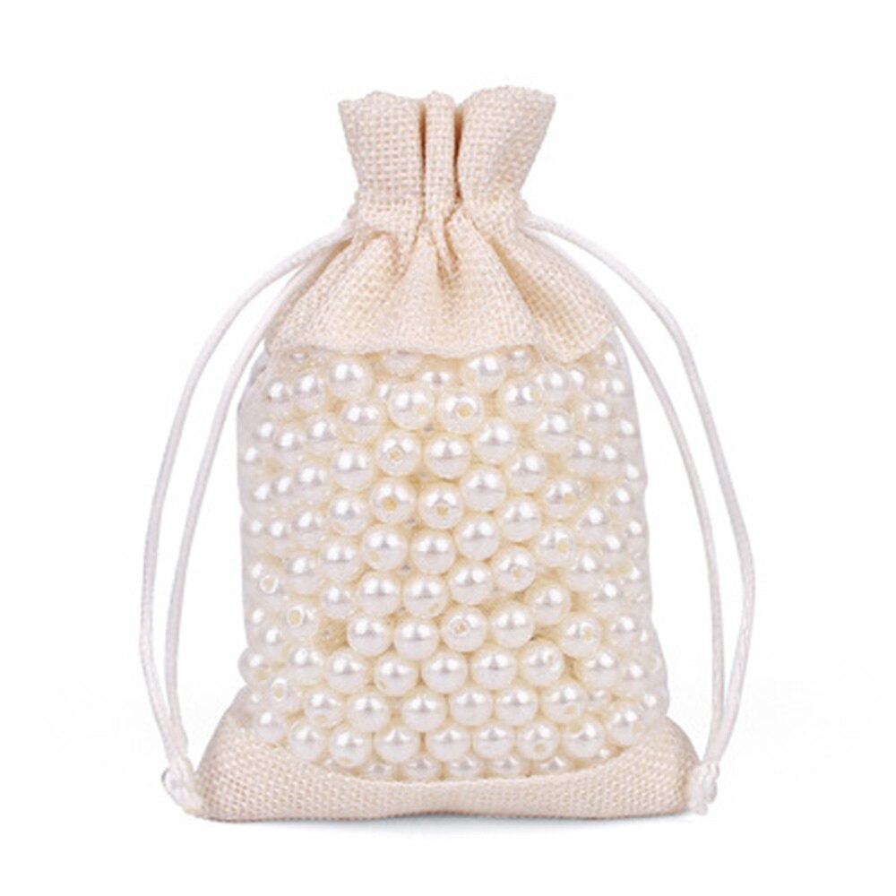 100 PCS 10 Colors Jewelry Butterfly Organza Bag 10x12cm Wedding Christmas Voile Organza Packing Drawstring Bag Pouch: Beige