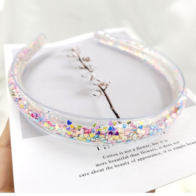 Serre-tête Transparent en forme de cœur de Fruit pour enfants, en résine, à paillettes, pour filles, accessoires pour cheveux: 5