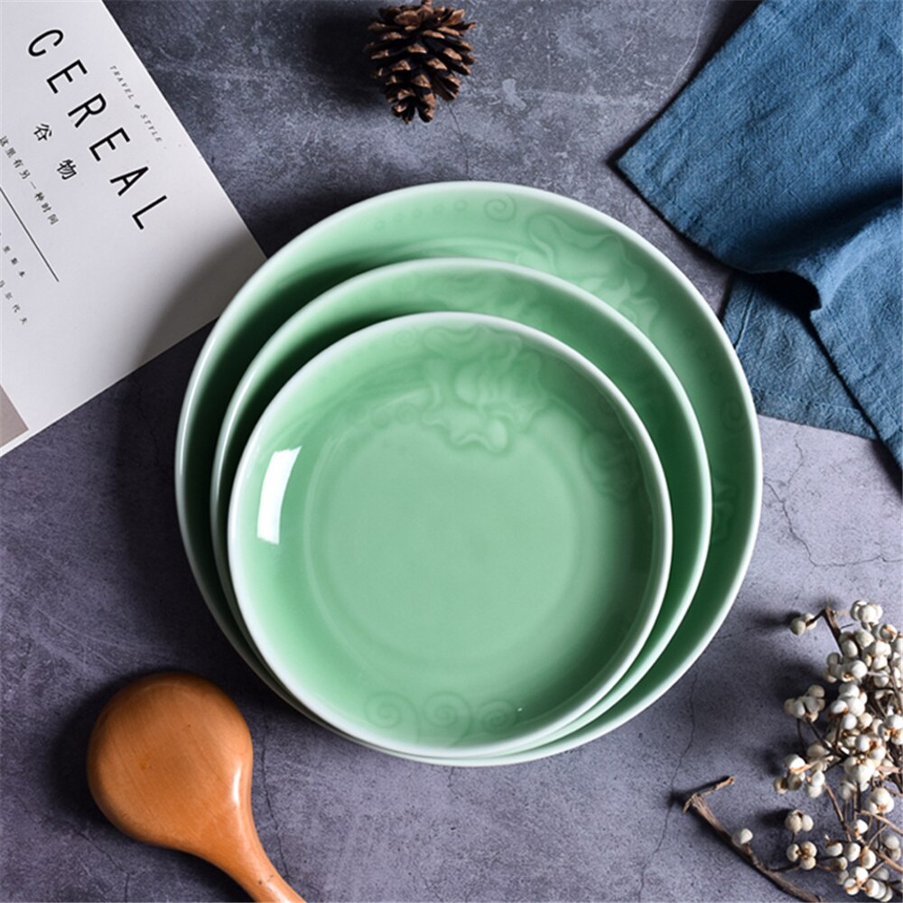 Platos de porcelana rosa para ensalada, fruta segura para microondas, Sushi, salsa, plato de especias, vajilla de combinación de cerámica, decoración