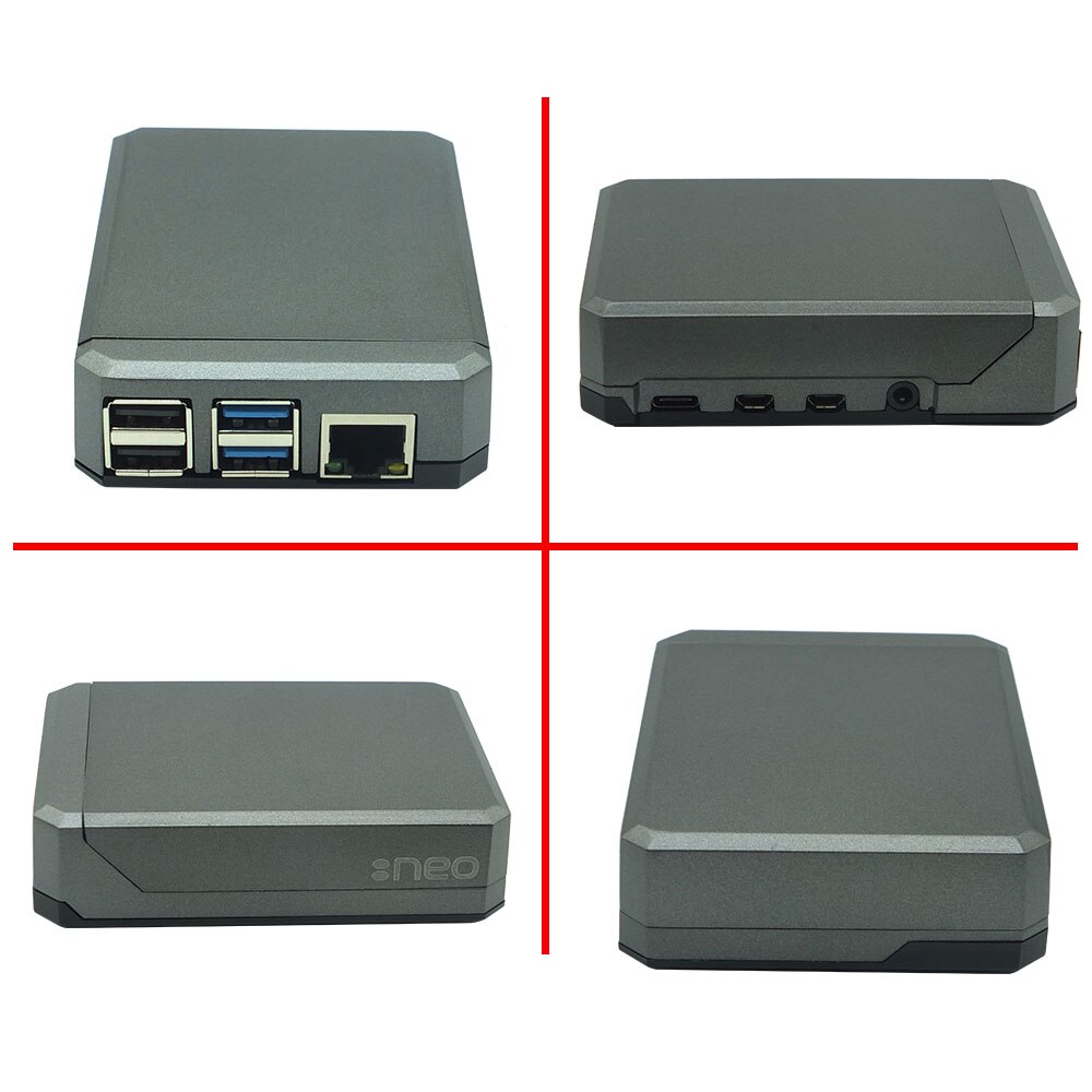 Argon NEO Raspberry Pi 4 Case Aluminum Metal Shell Sliding Magnetic Cover Passive Cooling Silicon Heat Sink for RPi Model 4B
