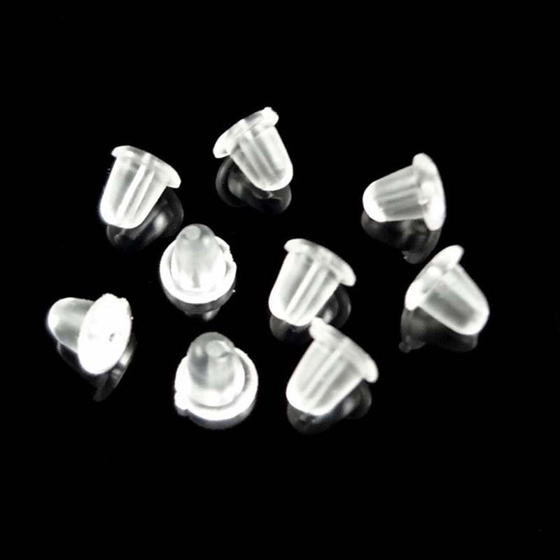 5mm 100pcs Clear Soft Silicone Rubber Earring Backs Safety Round Stopper Jewelry Accessories DIY Parts Ear Plugging