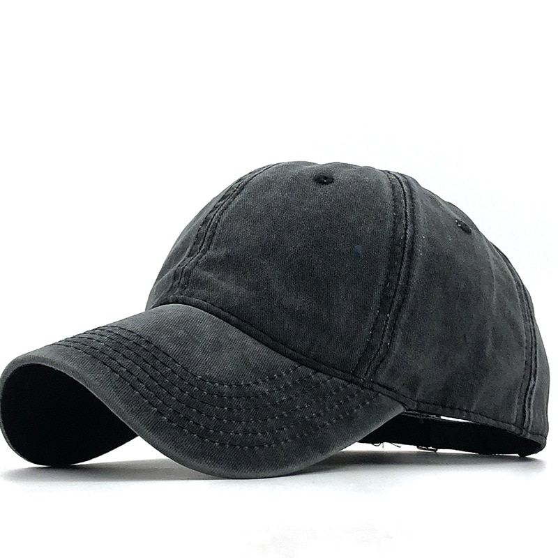 Simple Washed Cotton Adjustable Solid color Baseball Cap Unisex couple cap Leisure dad Hat fishing Snapback cap 17 Color: black