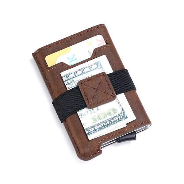 ZOVYVOL RFID Credit Card Holder Automatic Pouch for Credit Card Men And Women Unisex ID Case PU Leather Wallets: Coffee 198598