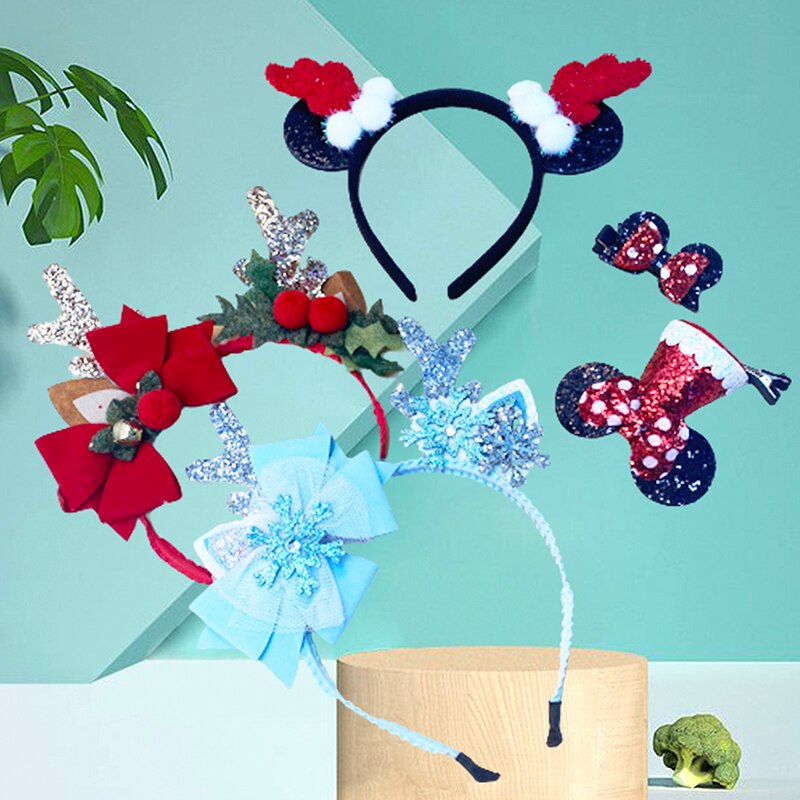 Flocon de neige bois bandeau oreille arc chapeau en épingle à cheveux joyeux noël décorations pour la maison nouvel an fête décor filles cheveux accessoires