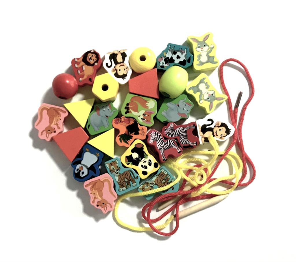 26Pcs Wooden Toys Baby DIY Toy Cartoon Fruit Animal Stringing Threading Wooden beads Toy Monterssori Educational for Kids GYH