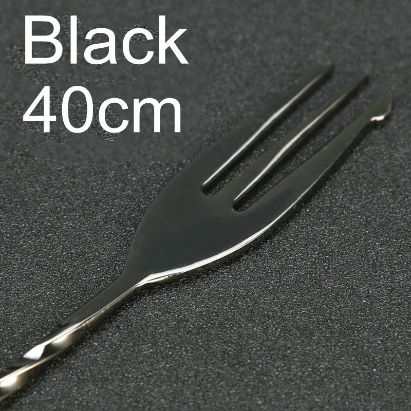 300/400mm cocktail gaffel bar ske 304 rustfrit stål snoet blande røre ske bar værktøj: 400mm sorte